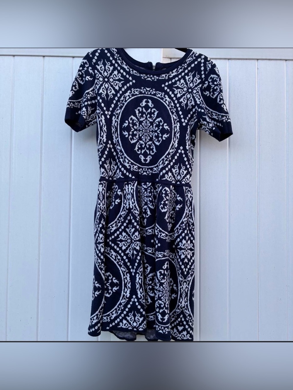 Romeo + Juliet Couture Women’s Navy Blue White Dress Retro Cottage NWOT Sz S